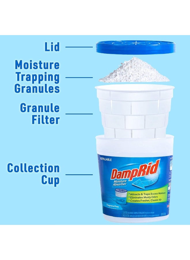DampRid - DampRid Refillable Moisture Absorber, 10.5 oz. Cups, 4 Pack, Fragrance Free - Image 1