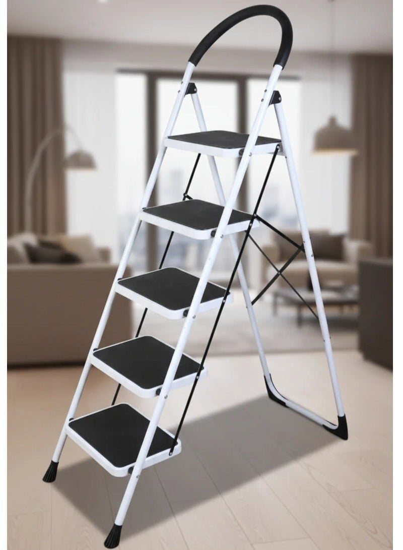 HOMEVEO 5-Step Iron Ladder with Cushioned Safety Handle - Safe and Balanced Design for Home Use - Image 1