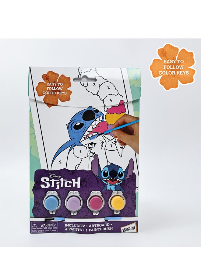Disney Stitch Paint by Number | 1 Art Board, 4 Paints & 1 Paint Brush | Easy to Follow Color Keys |Age 3+ - Image 2