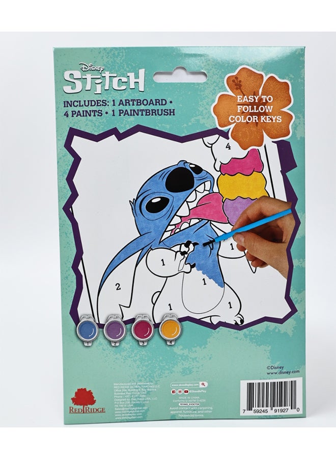 Disney Stitch Paint by Number | 1 Art Board, 4 Paints & 1 Paint Brush | Easy to Follow Color Keys |Age 3+ - Image 3
