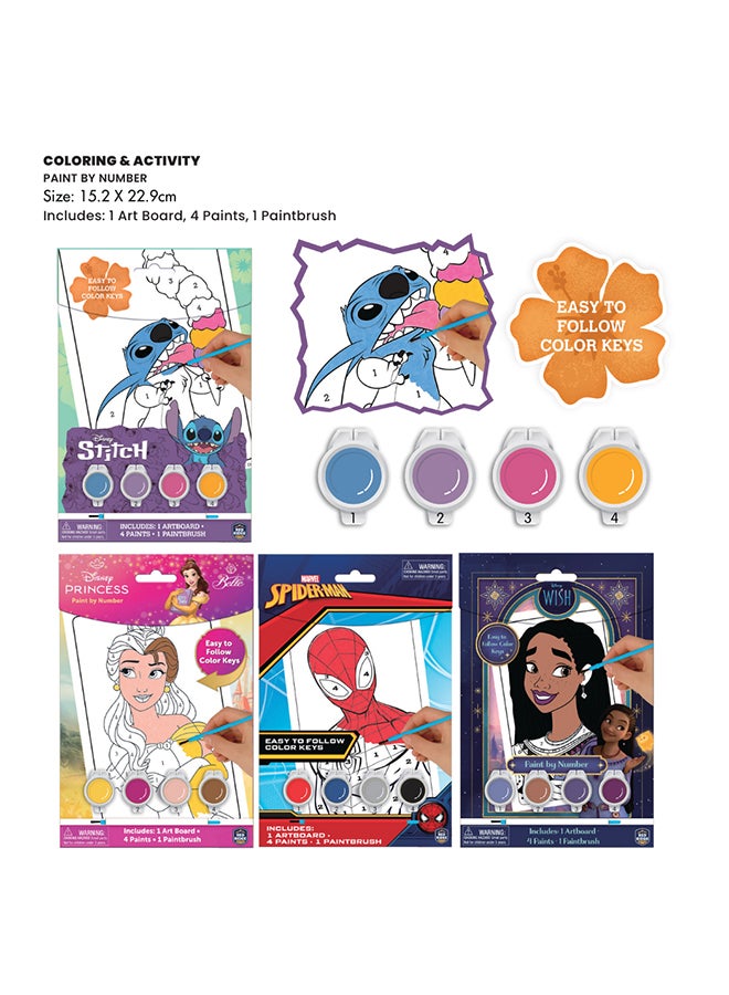 Disney Stitch Paint by Number | 1 Art Board, 4 Paints & 1 Paint Brush | Easy to Follow Color Keys |Age 3+ - Image 5