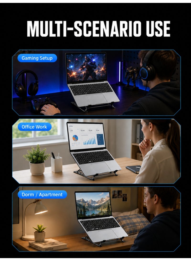 YXPRO Laptop Cooling Pad, Foldable Portable Gaming Notebook Cooler Stand with 4 Quiet Fans, 10-Level Adjustable Height, RGB Light and Stable Support for 15.6–21 Inch Laptops, Tablets & Drawing Boards - Image 4