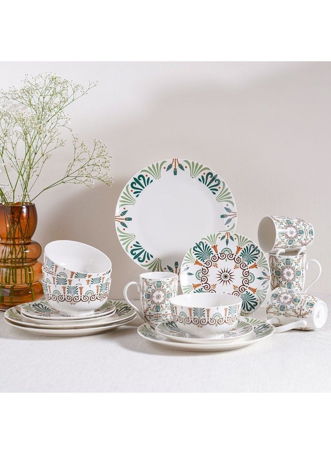 DANUBE HOME - Youthful Bite 16 Piece New Bone China Dinner Set Elegant Dinnerware for 4 Includes Plates Bowls Mugs & side Plates Perfect for Formal Dining Home Entertaining & Gifting Serves 4 - Image 1