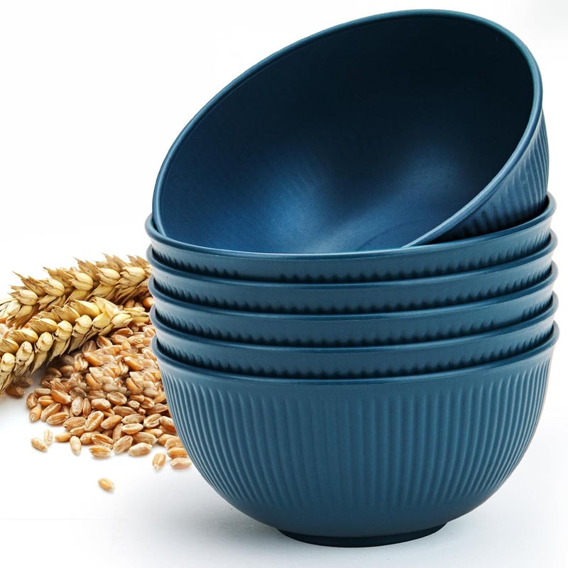 LIANGKEN Unbreakable Cereal Bowls 24 oz Plastic Reusable Light Weight Bowl Set of 6Lightweight Bowls Made of Wheat Straw Fiber Ideal for Salad Soup Ramen Noodles Oatmeal RiceSnack - Image 1