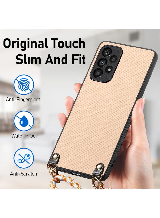 S-TOP Case For Samsung Galaxy A22 4G Carbon Fiber Texture Leather Back Cover Phone Case with Crossbody Strap - Image 5