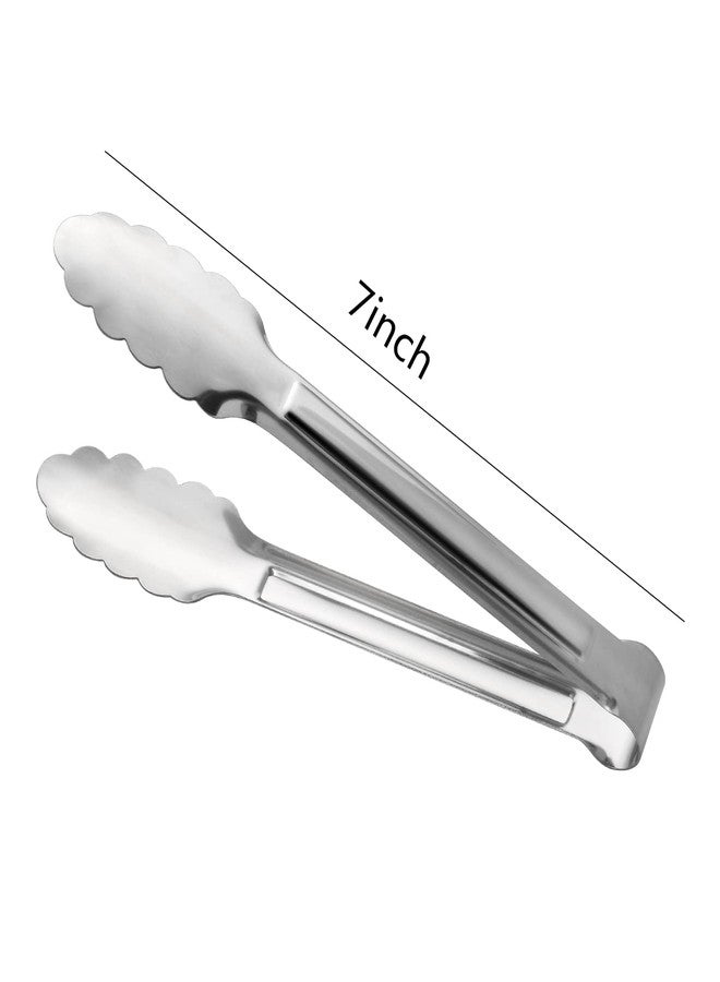 ACAUTO Serving Tongs,Buffet Tongs, ACAUTO Stainless Steel Food Tong Serving Tong Small Serving Tongs Stainless Steel Mini Appetizer Tongs, Set of 6 (7 Inch) - Image 2