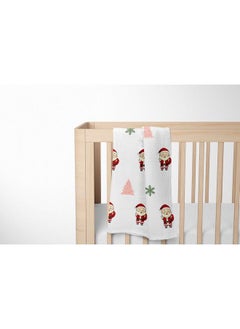 MOM'S HOME Baby Swaddle Blanketextra Large Size 110X110 Cm Organic Muslin Cottonsanta Clause  - Image 4