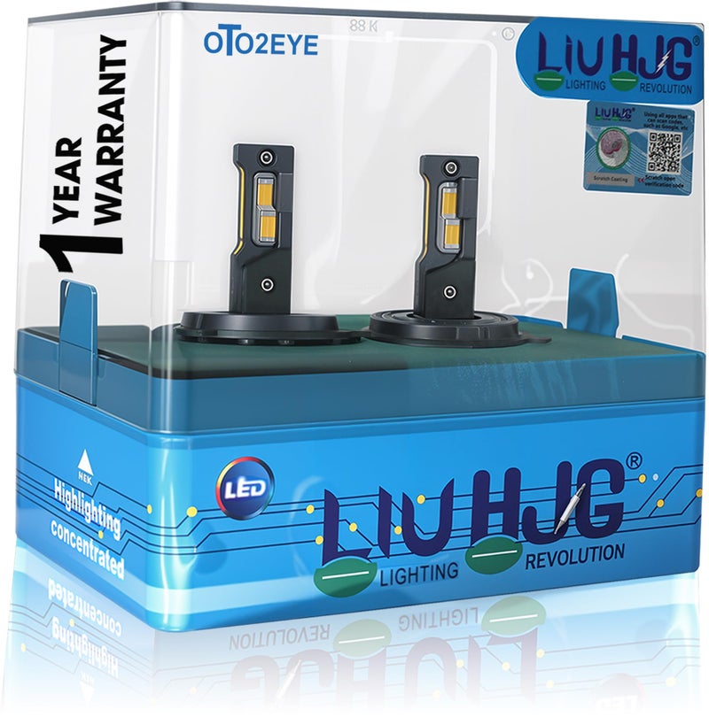 OTO2EYE Power By LIU HJG H4 Type LED Headlight Bulb 120Watt With 1-Year Replacement Warranty - for Cars Hi/Lo 12000LM 6000K (60 Watt Each Bulb) Super Bright White Light, Easy Installation (H4) - Image 1