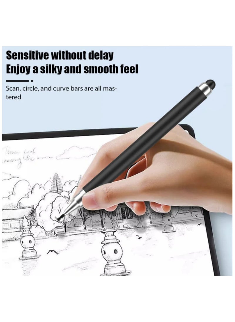 Touchscreen Stylus Pen compatible with all touch screens, including iPhones and tablets. Suitable for iPhone, iPad, and Samsung devices, this stylus pen features dual tips for precise touch input fr