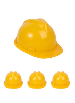 LAWAZIM Safety Helmet Set of 4 -Yellow- Adjustable Hard Hats with Sweatband, Lightweight PE Build Impact-Resistant, Rack-and-Pinion Fit, Perfect for Construction Welding, Woodworking Industrial Safety  - Image 1