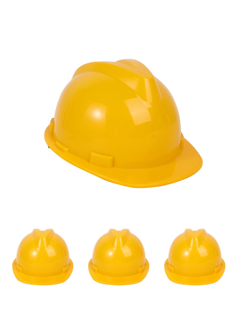 LAWAZIM - Safety Helmet Set of 4 -Yellow- Adjustable Hard Hats with Sweatband, Lightweight PE Build Impact-Resistant, Rack-and-Pinion Fit, Perfect for Construction Welding, Woodworking Industrial Safety - Image 1