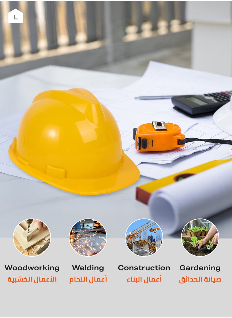 LAWAZIM - Safety Helmet Set of 4 -Yellow- Adjustable Hard Hats with Sweatband, Lightweight PE Build Impact-Resistant, Rack-and-Pinion Fit, Perfect for Construction Welding, Woodworking Industrial Safety - Image 1