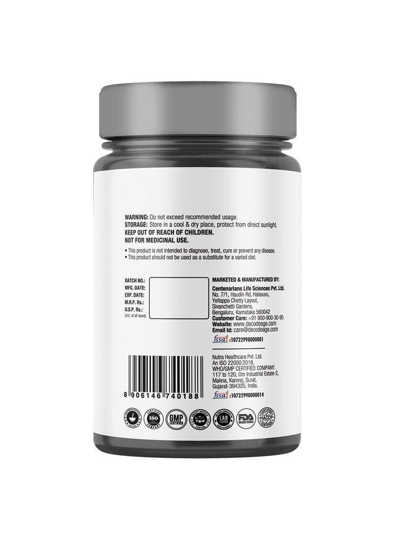 Decode Age Nmn Pro Uthever 500 World’S Most Trusted Ultra-Pure Slow Down Ageing Improve Muscle Strength Neurological Function - 30 Veg Capsules  - Image 3