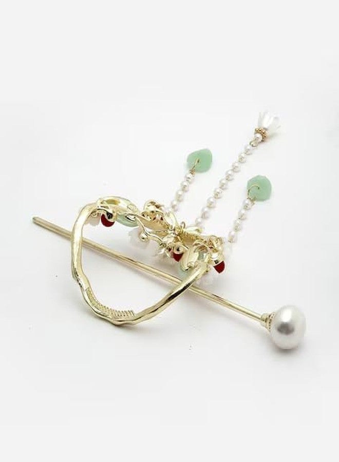 GODFLY Crystal Pearl Tassel Hair Stick Bridal Hair Accessory Ethnic Hairpin Hair Jewelry For Women Long Hair Stick Indian Hair Accessories - Image 5