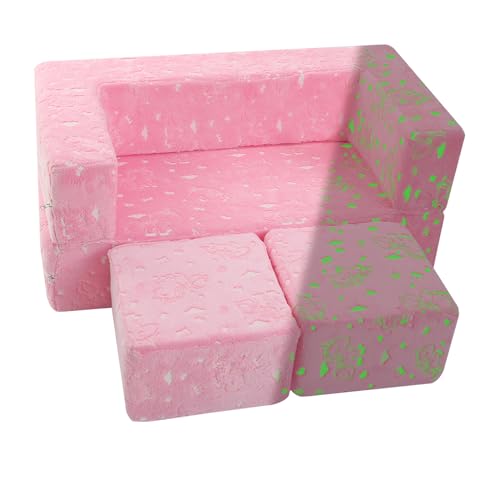 أريكة أطفال ميمور كول قابلة للتعديل مع كرسي ذراع للأطفال، تتوهج في الظلام، أريكة قابلة للتحويل، أريكة قابلة للطي، كرسي أرضي للأطفال، أثاث غرفة النوم، يونيكورن وردي