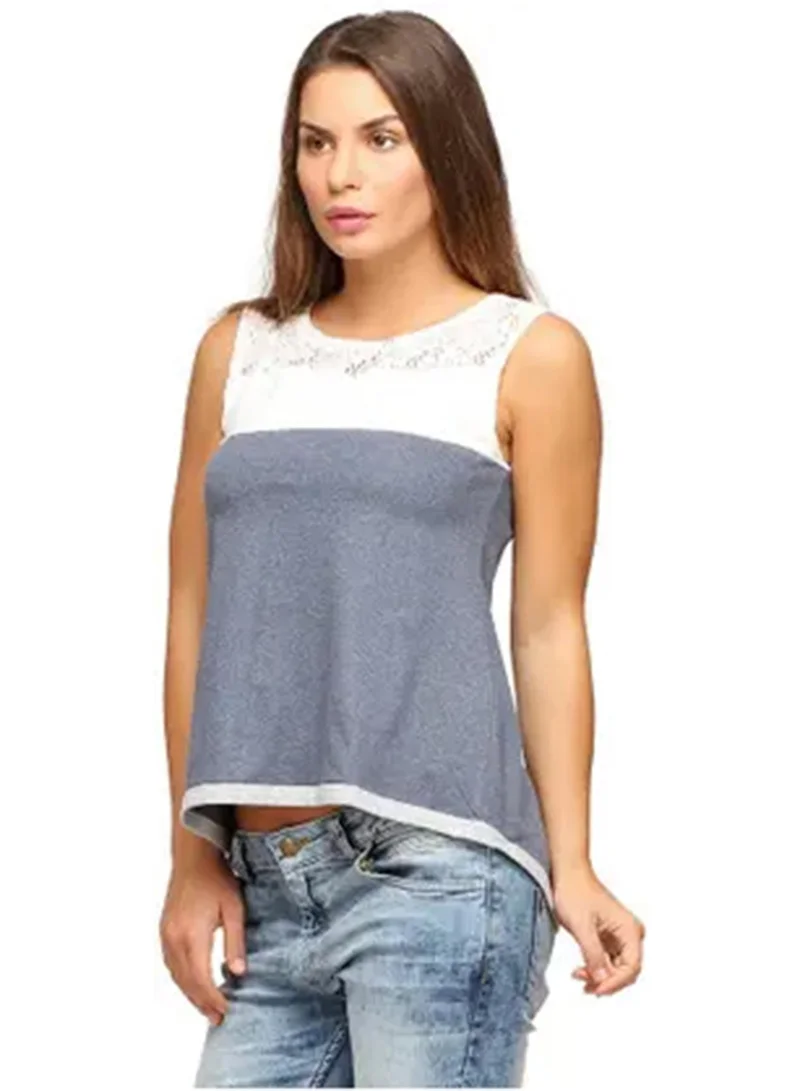 كامبوس سوترا بلوزة دانتيل نسائية بلون أزرق فولاذي