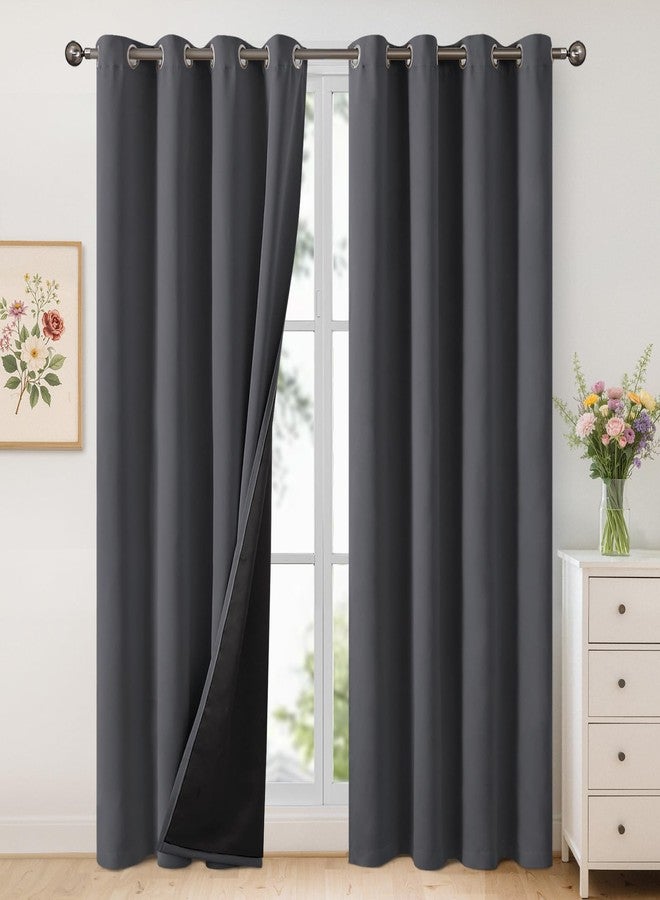 YoungsTex 100% Blackout Curtains for Living Room 84 Inches Long, Double Layer Noise Reduce Total Light Blocking Window Drapes for Bedroom, 2 Panels, 52 X 84 Inch, Dark Grey - Image 1