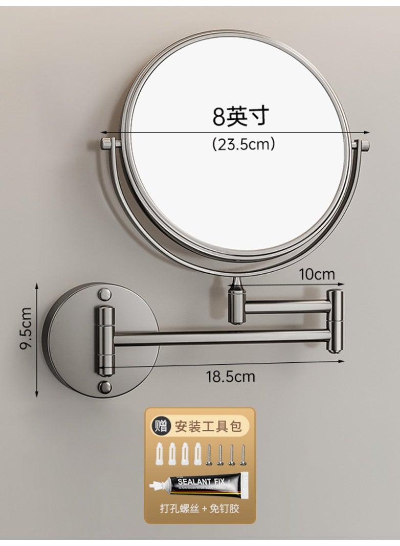 Wall Mounted Makeup Mirror 8 Inch Double-Sided Extendable Mirror 1X/3X Magnifying 360° Rotation Anti-Fog Aluminum Design - Image 5