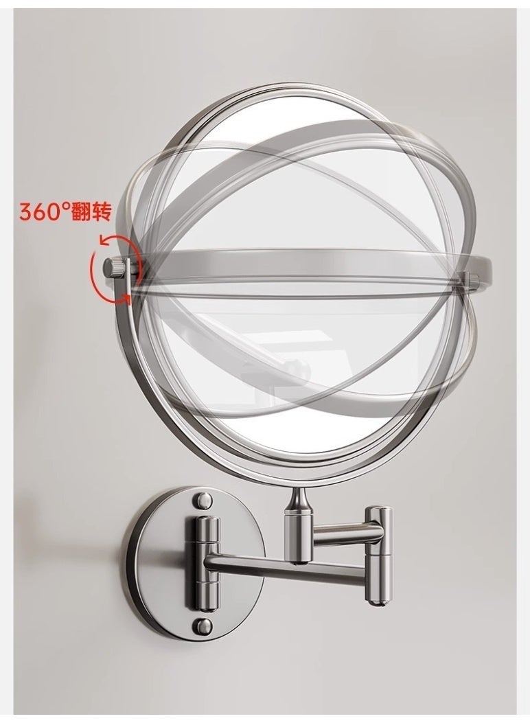 Wall Mounted Makeup Mirror 8 Inch Double-Sided Extendable Mirror 1X/3X Magnifying 360° Rotation Anti-Fog Aluminum Design - Image 4