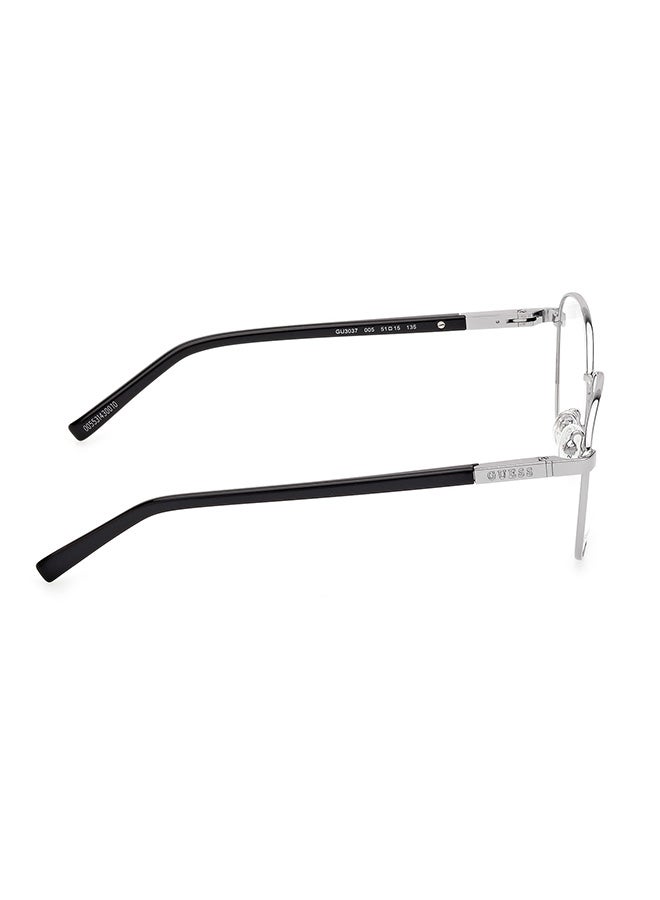 Unisex Round Eyeglass Frames Shiny Light Ruthenium GUESS GU303700551 51 mm