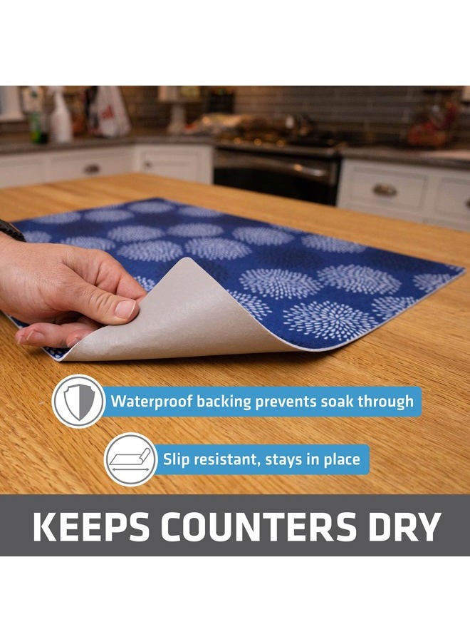 drymate Dish Drying Mat, Premium XL Size (19" x 24"), Kitchen Dish Drying Pad – Absorbent/Waterproof – Machine Washable (Made in The USA) (Good Medicine Blue) - Image 3