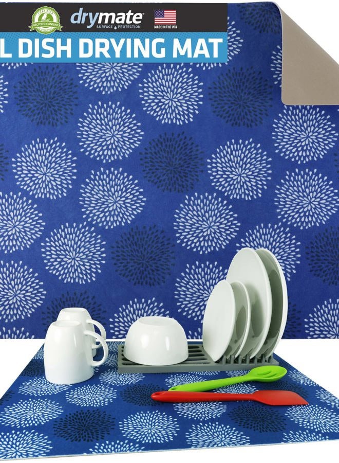 drymate Dish Drying Mat, Premium XL Size (19" x 24"), Kitchen Dish Drying Pad – Absorbent/Waterproof – Machine Washable (Made in The USA) (Good Medicine Blue) - Image 1