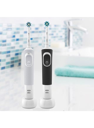 Vitality D100 Black And White 1+1 Free Bundle Electric Rechargeable Toothbrush, 2 Minutes Timer, Cross Action Brush Head, With Uae 3 Pin Plug - view 4