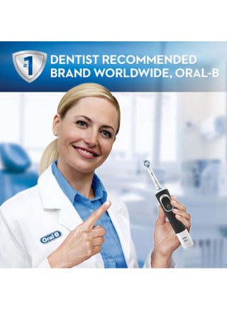 Vitality D100 Black And White 1+1 Free Bundle Electric Rechargeable Toothbrush, 2 Minutes Timer, Cross Action Brush Head, With Uae 3 Pin Plug - view 3