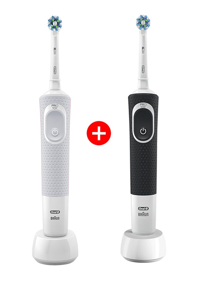 Oral-B - Vitality D100 Black And White 1+1 Free Bundle Electric Rechargeable Toothbrush, 2 Minutes Timer, Cross Action Brush Head, With Uae 3 Pin Plug - Image 1