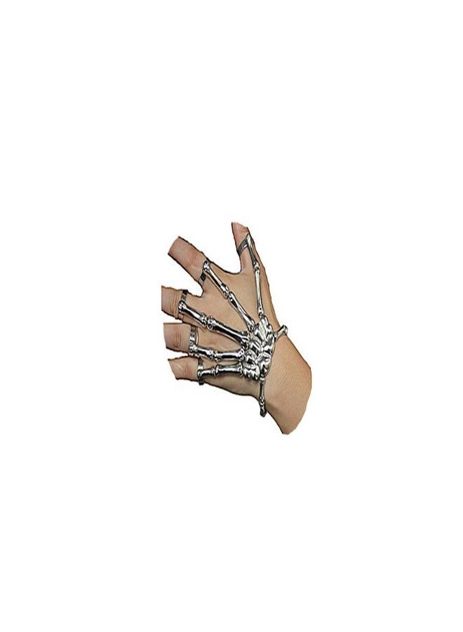 Sither Metal Skeleton Bracelet Halloween Accessories Ghost Claw Gothic Finger Wristband Skull Fingers on Party (Silver) - Image 1
