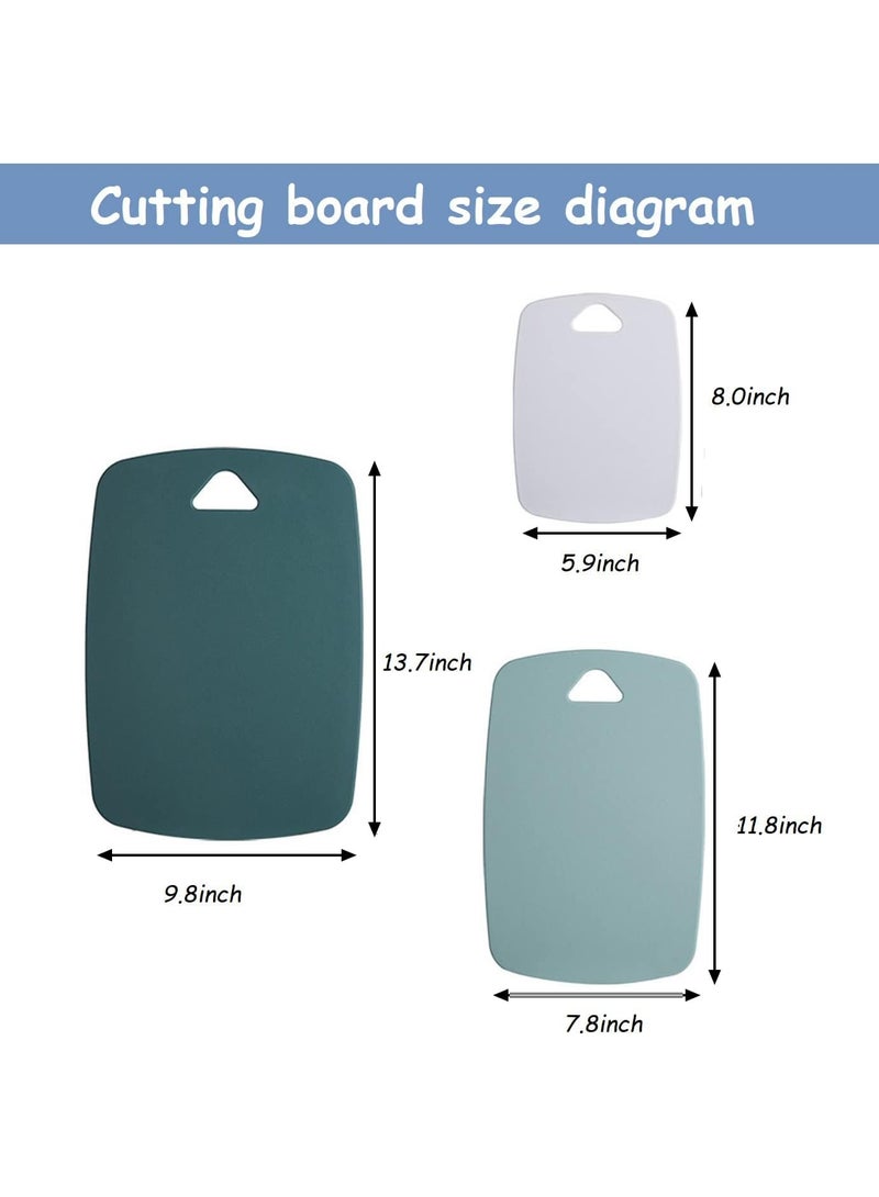 كيتشينو مجموعة الواح تقطيع بلاستيكية من 3 قطع، الواح تقطيع سميكة للمطبخ للحوم والخضروات والفواكه بمقبض سهل الامساك، امنة للاستخدام في غسالة الصحون، مناسبة للتخييم في الهواء الطلق وسيارات ار في (اخضر) - Image 2