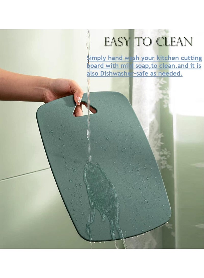كيتشينو مجموعة الواح تقطيع بلاستيكية من 3 قطع، الواح تقطيع سميكة للمطبخ للحوم والخضروات والفواكه بمقبض سهل الامساك، امنة للاستخدام في غسالة الصحون، مناسبة للتخييم في الهواء الطلق وسيارات ار في (اخضر) - Image 4