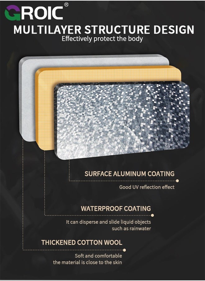 GROIC Multi-Layers Car Cover Waterproof All Weather for Automobiles, Outdoor Full Cover Windproof, Sand proof, Rain proof, UV proof Car Covers with Zipper Door Car Protection White, YXL (Grey)  - Image 4