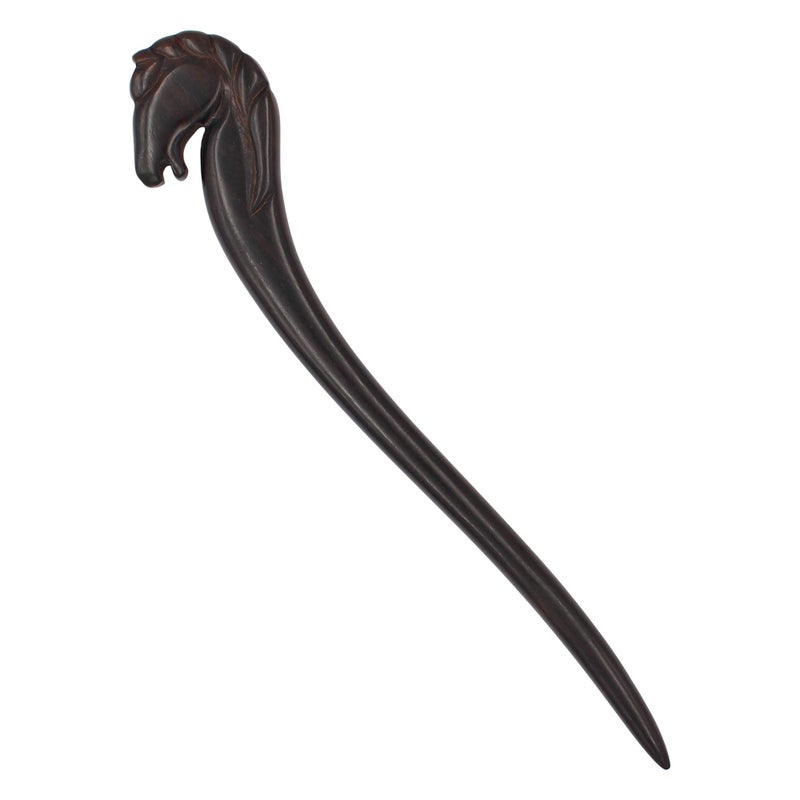 REAL SIC Natural Sandalwood Hair Sticks for Women - Animal Hair Stick - Sustainable Retro Boho Fashion Chopstick/Wood Hair Pins for Long Hair (Horse)