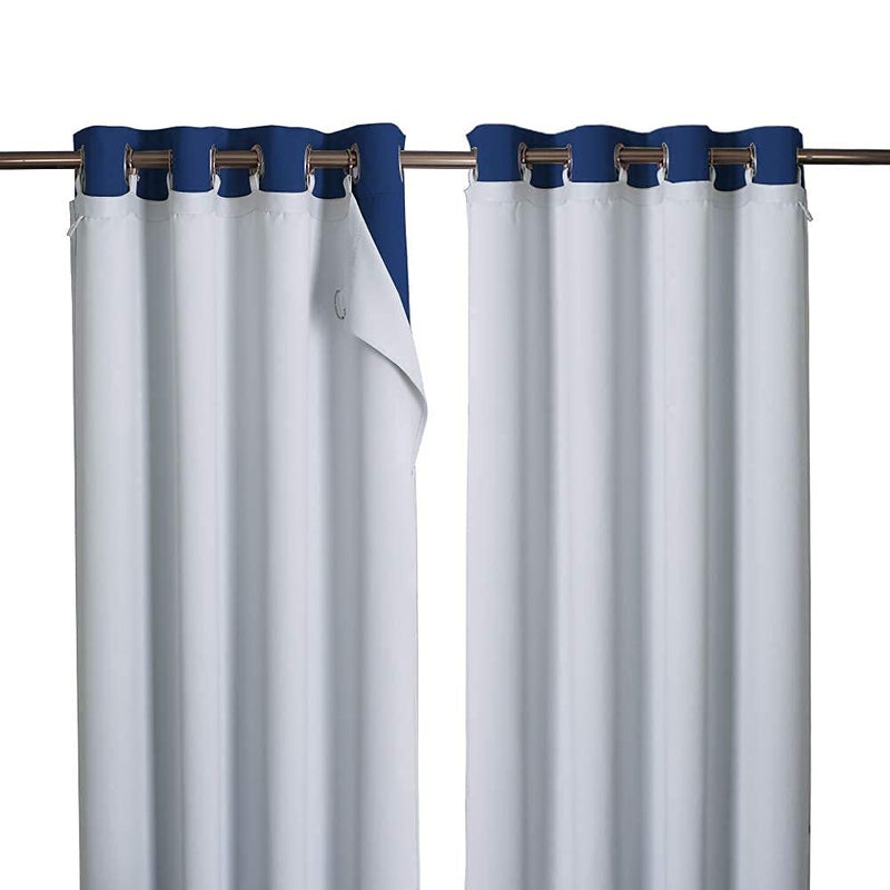 NICETOWN Blackout Curtain Liners for Sheer Curtains, Cold Heat Light Noise Blocking Liners with Rings: Easy to Open and Closed, Thermal Liners for 84 inches Long Curtains, 1 Pair, 50" x 80" Per Panel - Image 1