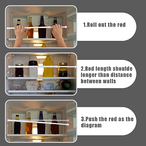 SAVITA 4pcs RV Refrigerator Bars, 15.8-27.6 Inch Adjustable RV Fridge Tension Bars Tension Rods Extendable RV Fridge Brace for Fixing Food Drinks RV Refrigerator Accessories (2 Double Bars, 2 Single Bars) - Image 3