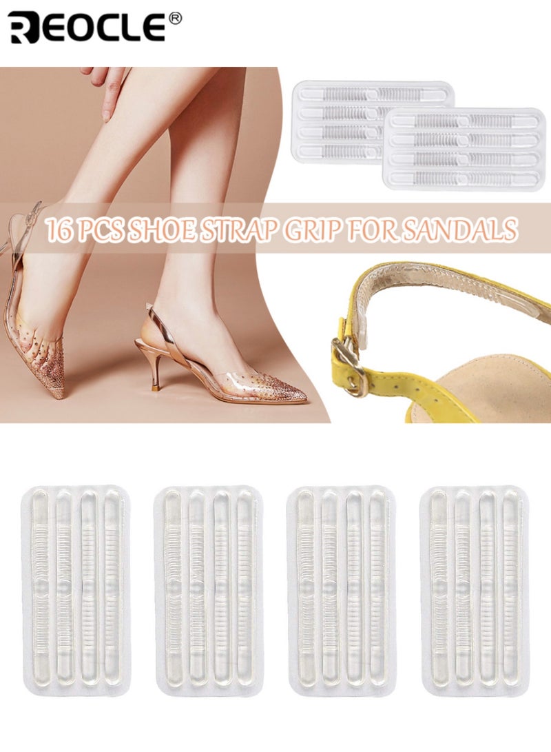 REOCLE 16PCS Shoe Strap Grip Invisible Shoe Inserts for Sling Back Sandals High Heels Sole Pads Pinch Protection Anti-Slip Comfortable Soft Material Fits Most Shoe Sizes Ideal for Women Daily Wear - Image 1