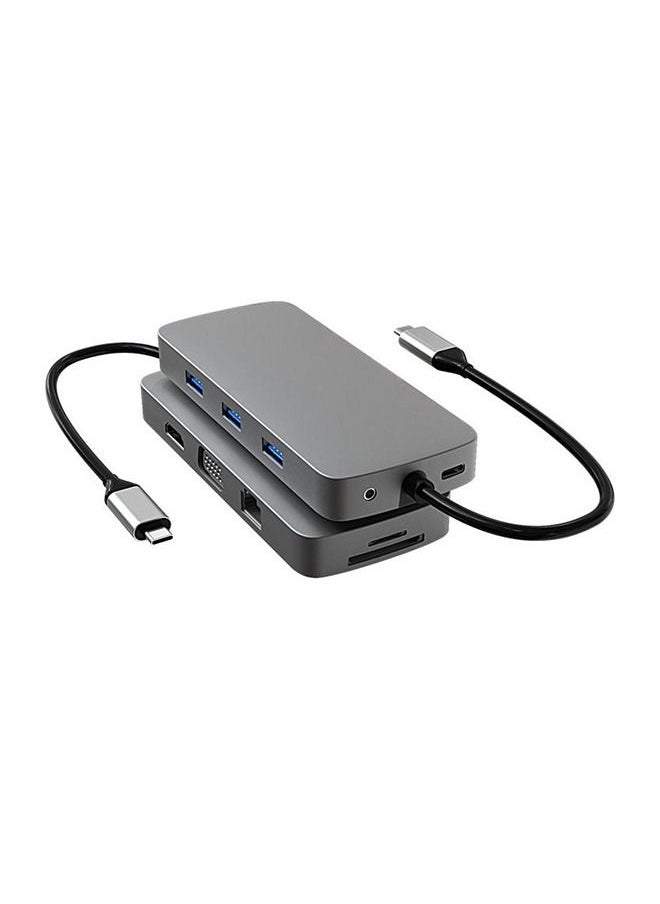10 in 1 USB TypeC HUB Two USB Port 2.0 USB 3.0 Space Grey
