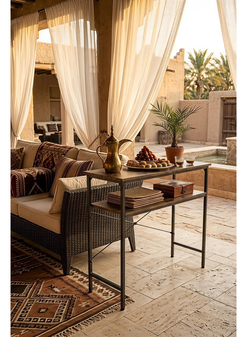 Visionnaire Adjustable 2 Tier 100cm Height Console Table, Reception Desk, Entrance Table Coffee Table Dual-Layer with Reinforced Back  Multi-Functional Console Table for Living Room, Office, Hallway Entryway - Image 1
