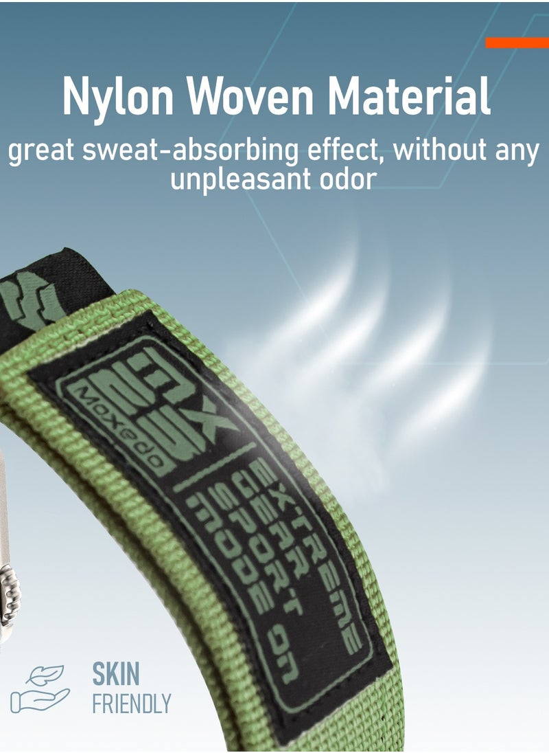 Moxedo Moxedo MX23 Rugged Strap Breathable Nylon Braided Sports Band Compatible with Apple Watch Band Series 8/7/6/5/4/3/2/1/SE Ultra Woven Loop Design for 44mm/45mm/49mm - Green  - Image 4