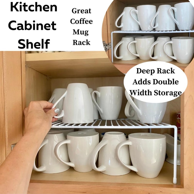 إيفلوتس منظم / رف سلكي لخزانة المطبخ من Evelots - 4 عبوات من رافعات الرف المعدنية الكبيرة القوية - مضاعفة مساحة العداد الخاصة بك - رائعة لمخزن مجمد المطبخ والحمام - مقاومة للصدأ - أبيض - Image 3