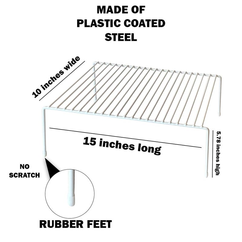 إيفلوتس منظم / رف سلكي لخزانة المطبخ من Evelots - 4 عبوات من رافعات الرف المعدنية الكبيرة القوية - مضاعفة مساحة العداد الخاصة بك - رائعة لمخزن مجمد المطبخ والحمام - مقاومة للصدأ - أبيض - Image 2