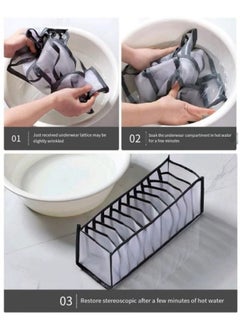 Generic Underwear Drawer Organizer Foldable Closet Clothes Dividers Nylon Dresser Compartments Storage Box Fit for Socks Underpants Panties and Ties Organization  - Image 4