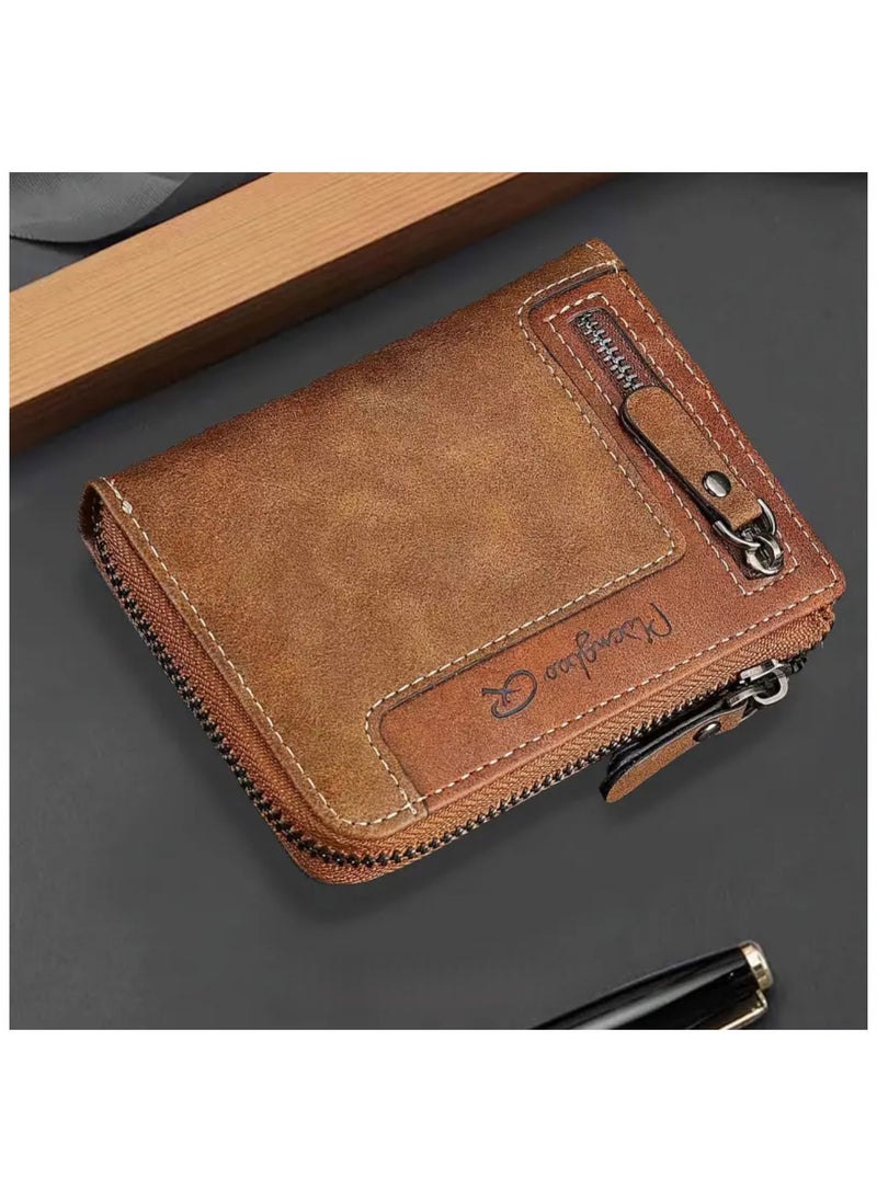 Generic Mens Wallet Leather Short Zipper Wallet Multi Functional Fashionable Card Holder 