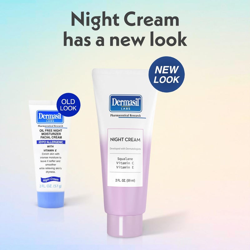 Dermasil Night Cream 3-Pack â€“ Anti-Aging Face Moisturizer with Squalane, Hyaluronic Acid, Vitamin C, and Vitamin E, 2 Oz Ea - Image 3