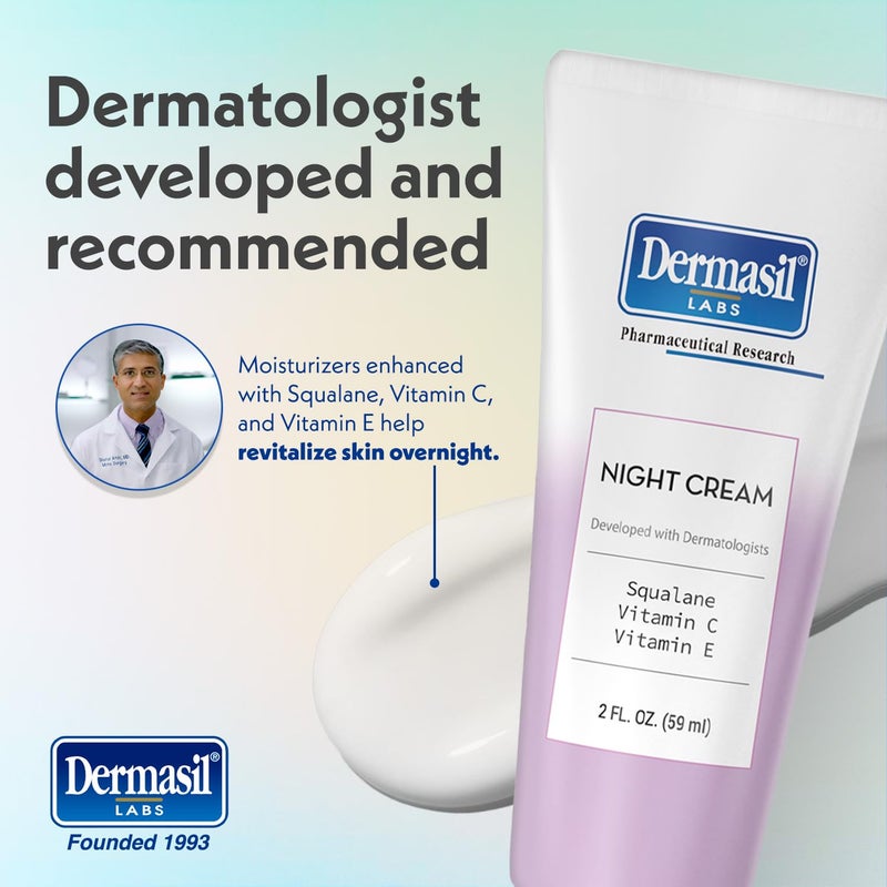Dermasil Night Cream 3-Pack â€“ Anti-Aging Face Moisturizer with Squalane, Hyaluronic Acid, Vitamin C, and Vitamin E, 2 Oz Ea - Image 4