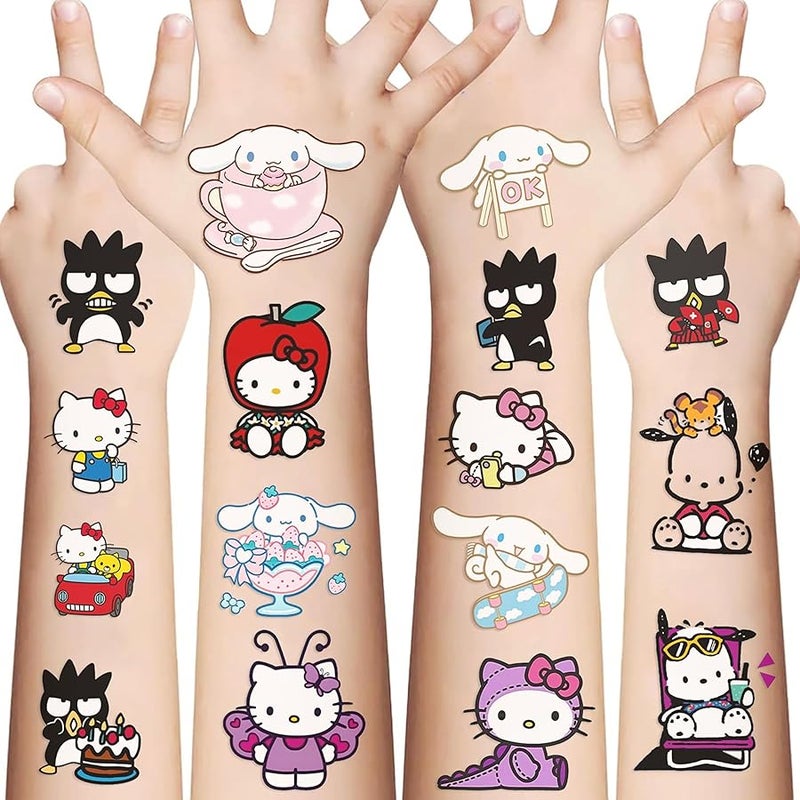 BERFLYTER Cartoon My Melody Kuromi Cinnamoroll Pompompurin Keroppi Temporary Tattoos & Face Stickers For Kids,Party Favors,Tattoos Art Make up Deco BJHSL - Image 2