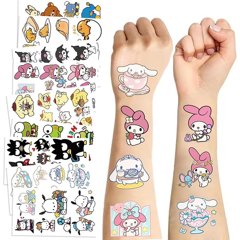 BERFLYTER Cartoon My Melody Kuromi Cinnamoroll Pompompurin Keroppi Temporary Tattoos & Face Stickers For Kids,Party Favors,Tattoos Art Make up Deco BJHSL - Image 1