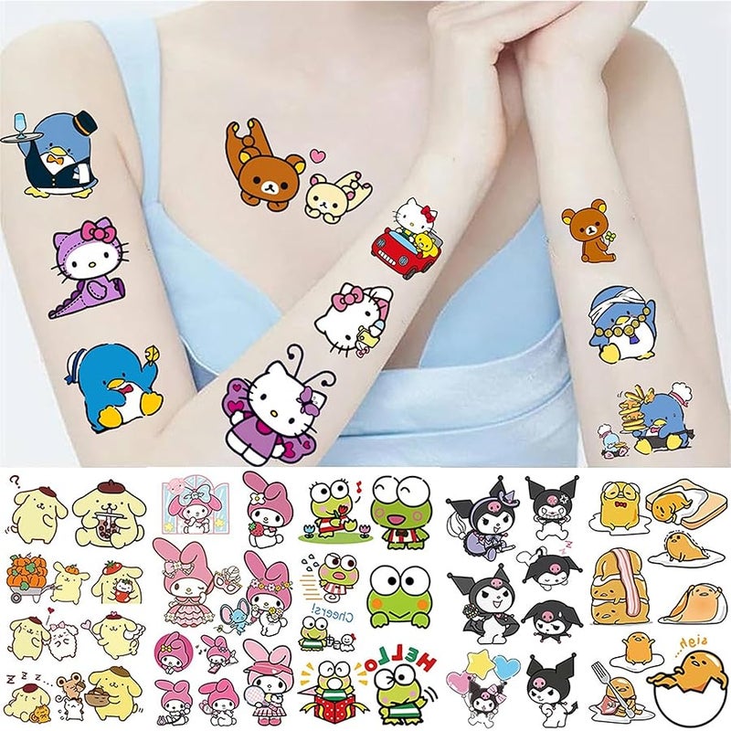 BERFLYTER Cartoon My Melody Kuromi Cinnamoroll Pompompurin Keroppi Temporary Tattoos & Face Stickers For Kids,Party Favors,Tattoos Art Make up Deco BJHSL - Image 3
