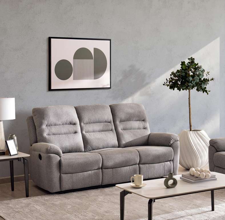 Pan Home JOVO 3 SEATER RECLINER - GREY - Image 1